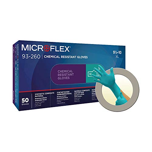 Ansell Microflex 93-260 Einmalhandschuh für Chemikalienschutz, Patentierte Formulierung, Herausragenden Schutz, Anatomische Passform, Verlängerte Stulpe, Grün, Größe 2XL (50 Handschuhe) von Ansell