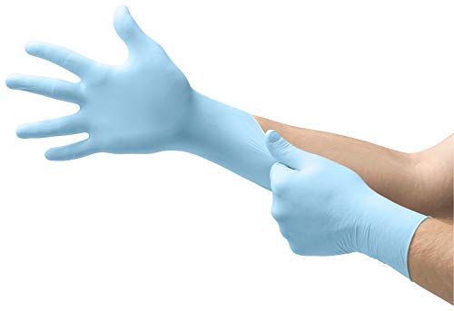 Microflex Ansell 93-833 Einweg-Nitrilhandschuhe, Chemikalien- und Flüssigkeitsschutz, Schutz bei Mechanik-, Industriel- und Chemikalienarbeiten, Blau, Größe L (250 Handschuhe) von Microflex