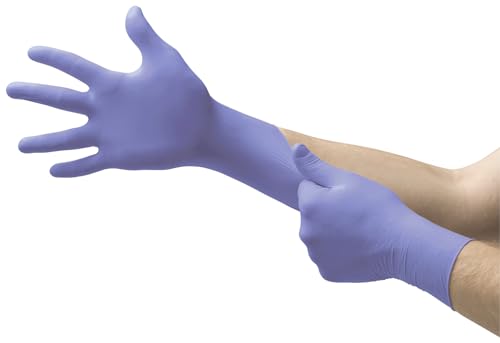 Ansell Microflex 93-843 Latexfreie Einweghandschuhe, Nitrilhandschuhe Puderfrei, Einmalhandschuhe Violett, Chemikalien-Schutzhandschuhe, Lebensmittel Handschuhe XL (100 Stück) von Ansell