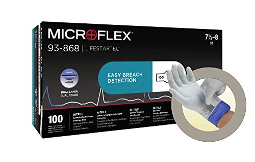 Ansell Microflex 93-868 Einweg-Nitrilhandschuhe LifeStar EC für Erste Hilfe, Untersuchungen und Medizin, Zweilagiger Schutz, Industriel- und Chemikalienarbeiten, Weiß, Größe 3XL (100 Handschuhe) von Ansell