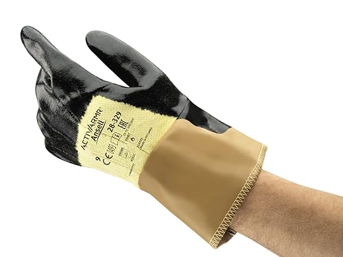 NitraSafe Ansell 28-329 Arbeitshandschuhe mit Kevlar, Wirksam vor Schnitt- und Schürfwunden, Exzellenter Stoßschutz, Sicheres Greifen, Industrie PSA, Größe L (12 Paar) von NitraSafe