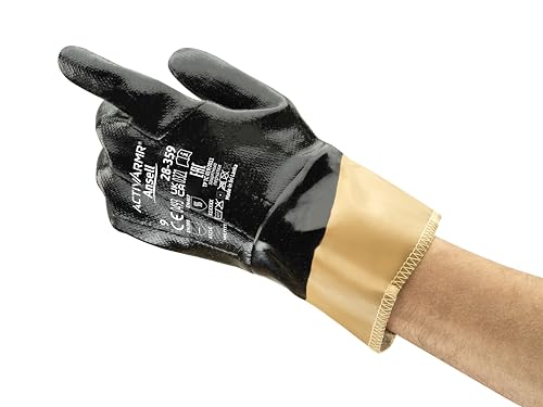 NitraSafe Ansell 28-359 Arbeitshandschuhe mit Kevlar, Wirksam vor Schnitt- und Schürfwunden, Exzellenter Stoßschutz, Sicheres Greifen, Industrie PSA, Größe M (12 Paar) von NitraSafe