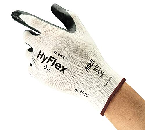 Ansell HyFlex 11-944 Ölabweisender Arbeitshandschuhe, Guter Schnittschutz und Griffsicherheit, Exzellente Abriebfestigkeit, Mechanikschutz, Industrie PSA, Schwarz, Größe S (12 Paar) von Comasec & Marigold