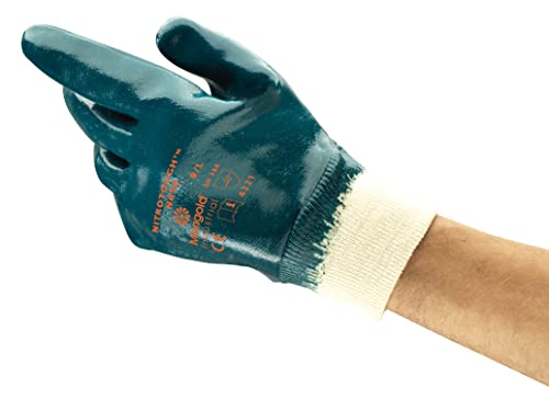 Ansell Nitrotough N650 Öl abweisende Handschuhe, Mechanikschutz, Blau, Größe 8 (12 Paar pro Beutel) von Ansell