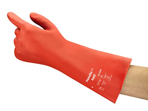 Ansell PVA 15-554 Polyvinyl-Alkohol beschichtige Handschuhe, Chemikalien- und Flüssigkeitsschutz, Rot, Größe 10 (1 Paar pro Beutel) von Ansell