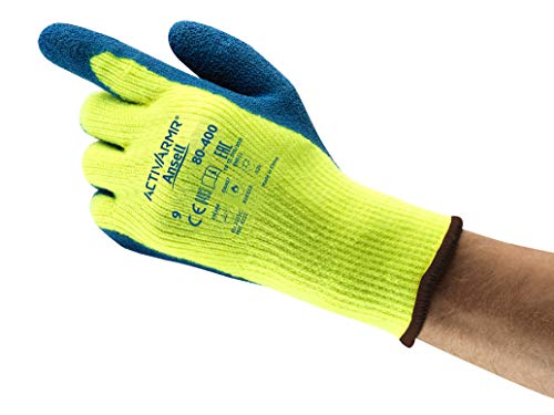 Powerflex Ansell ActivArmr 80-400 Arbeitshandschuhe, Industrie- und Mechanik-Handschuh, Schnittfestigkeit und Ölbeständigkeit, Silikonfreie, Damen Herren, Blau, Größe S (12 Paar) von Powerflex