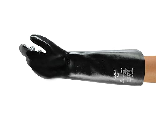 Ansell AlphaTec 09-928 Chemikalien Schutzhandschuhe, Neoprenhandschuh, Flüssigkeitsschutz, Chemische Belastbarkeit, Chemie-Arbeitshandschuhe Damen Herren, Schwarz, Größe XL (12 Paar) von Ansell