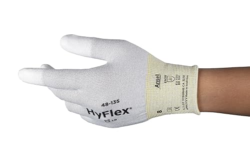 Sensilite Ansell HyFlex 48-135 Arbeitshandschuhe, Vielseitig Einsetzbarer Handschuh, Heimwerker-, Renovierungs-, Mechanik-Arbeiten, Industrie PSA Damen Herren, Weiß, Größe 2XL (12 Paar) von Ansell