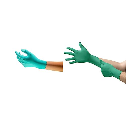 Ansell TouchNTuff 92-500 Einweg-Handschuhe in Nitril, Grün, Größe 9.5-10 (100 Handschuhe) & TouchNTuff 92-600 Nitril Einweghandschuhe Puderfrei, Grün, Größe XL (100 Handschuhe) von Ansell