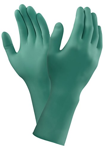 Ansell TouchNTuff Ansell 93-300 / 6.5-7 Nitril Handschuhe, Chemikalien und Flüssigkeitsschutz, Größe 6,5-7, Grün (1000 Handschuhe pro Karton) von Ansell