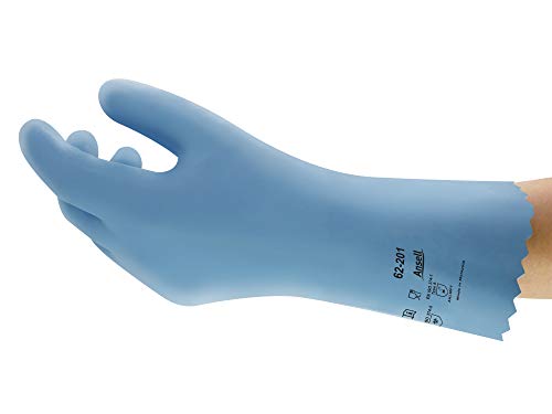 Ansell VersaTouch 62-201 Naturgummilatex Handschuhe, Chemikalien- und Flüssigkeitsschutz, Blau, Größe 10 (12 Paar pro Beutel) von Ansell