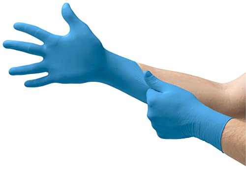 Ansell VersaTouch 92-200 Nitril-Handschuhe, Chemikalien- und Flüssigkeitsschutz, Schutz bei Mechanik-, Industriel- und Chemikalienarbeiten, Blau, Größe XL (100 Handschuhe) von Ansell