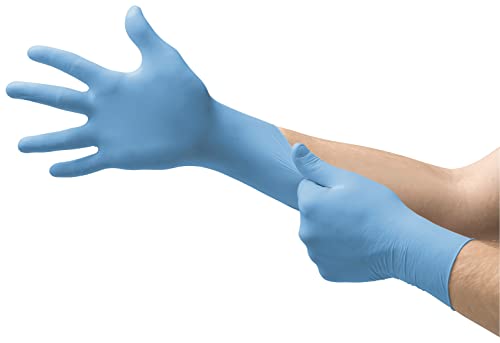 Ansell VersaTouch 92-210 Nitril Handschuhe, Chemikalien- und Flüssigkeitsschutz, Blau, Größe 7.5-8 (100 Handschuhe pro Spender) von Ansell