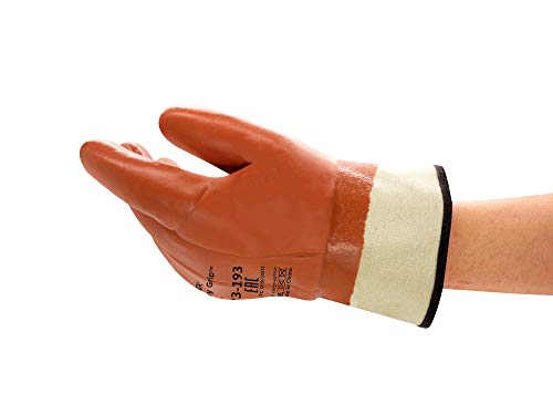 Ansell Winter Monkey Grip 23-193 Arbeitshandschuhe, Öl- und Fettabweisende PVC-Beschichtung, Komfort und Kälteschutz, Mechanikschutz-Handschuh, Industrie PSA, Größe XL (12 Paar) von Ansell