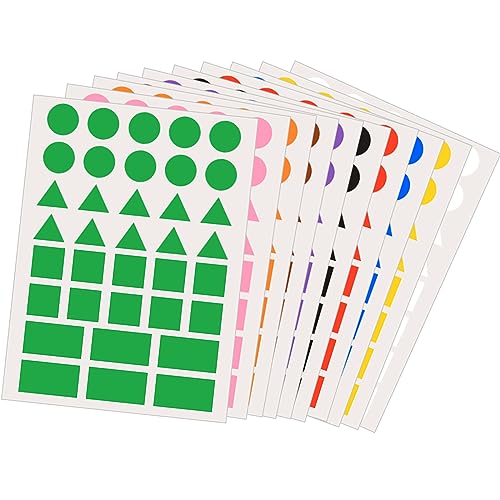 Anseom Bunte Aufkleber, 10 Farben Geometrisch Viereckig Etiketten Runde Punktaufkleber 1800 Stück Klebepunkte Groß Rechteckig Kodierung Farbetiketten von Anseom