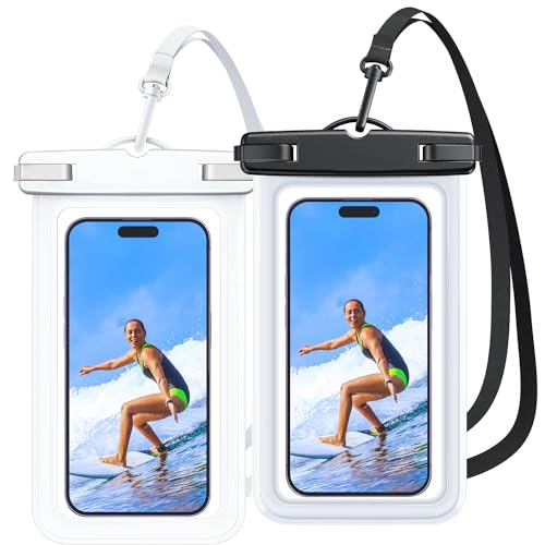 Anshow [2 Stück wasserdichte Handyhülle: IPX8 Unterwasser Handytasche mit Band, Wasserfeste Hülle Waterproof Phone Case für iPhone 15 14 13 12 Pro Max Plus, Sumsung, 7 Zoll Schwarz + Weiß Anshow [2 Stück wasserdichte Handyhülle: IPX8 Unterwasser Handytasche mit Band, Wasserfeste Hülle Waterproof Phone Case für iPhone 15 14 13 12 Pro Max Plus, Sumsung, 7 Zoll Schwarz + Weiß von Anshow