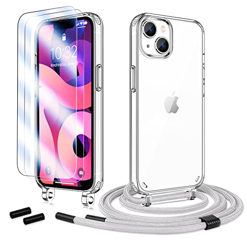 Anshow Handykette für iPhone 15 Hülle mit Band + 2 Schutzfolie, Robust Necklace Extrem Stoßfest Handyhülle iPhone 15 Case Transparent Schutzhülle zum Umhängeband Abnehmbar, Grau Anshow Handykette für iPhone 15 Hülle mit Band + 2 Schutzfolie, Robust Necklace Extrem Stoßfest Handyhülle iPhone 15 Case Transparent Schutzhülle zum Umhängeband Abnehmbar, Grau von Anshow