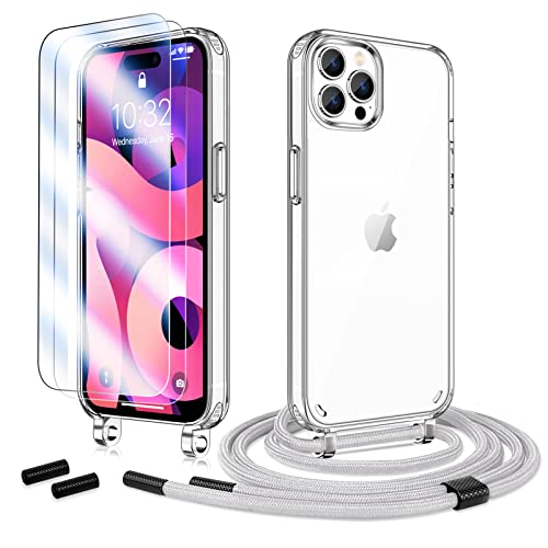 Anshow Handykette für iPhone 15 Pro Max Hülle mit Band + 2 Schutzfolie, Robust Necklace Extrem Stoßfest Handyhülle iPhone 15 Pro Max Case Transparent Schutzhülle zum Umhängeband Abnehmbar, Grau Anshow Handykette für iPhone 15 Pro Max Hülle mit Band + 2 Schutzfolie, Robust Necklace Extrem Stoßfest Handyhülle iPhone 15 Pro Max Case Transparent Schutzhülle zum Umhängeband Abnehmbar, Grau von Anshow