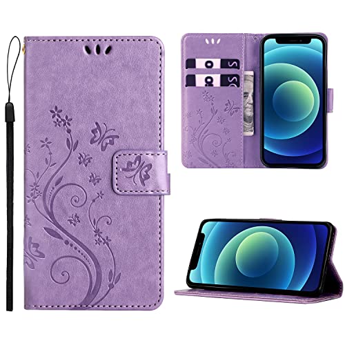 Anshow Kompatibel mit iPhone 12 Mini Hülle, Lederhülle Flip Wallet Leder Hülle Tasche Blumenmuster Klapphüllen Stoßfest Kartensteckplätzen Schutzhülle, Handyhülle für iPhone 12 Mini, Helles Lila Anshow Kompatibel mit iPhone 12 Mini Hülle, Lederhülle Flip Wallet Leder Hülle Tasche Blumenmuster Klapphüllen Stoßfest Kartensteckplätzen Schutzhülle, Handyhülle für iPhone 12 Mini, Helles Lila von Anshow