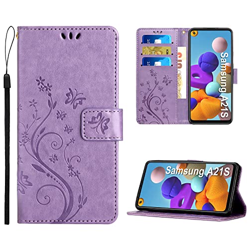 Anshow Lederhülle mit Samsung Galaxy A21S Hülle, Handyhülle für Samsung Galaxy A21S, Flip Wallet Hülle Leder Tasche Schutzhülle, Helles Lila Anshow Lederhülle mit Samsung Galaxy A21S Hülle, Handyhülle für Samsung Galaxy A21S, Flip Wallet Hülle Leder Tasche Schutzhülle, Helles Lila von Anshow