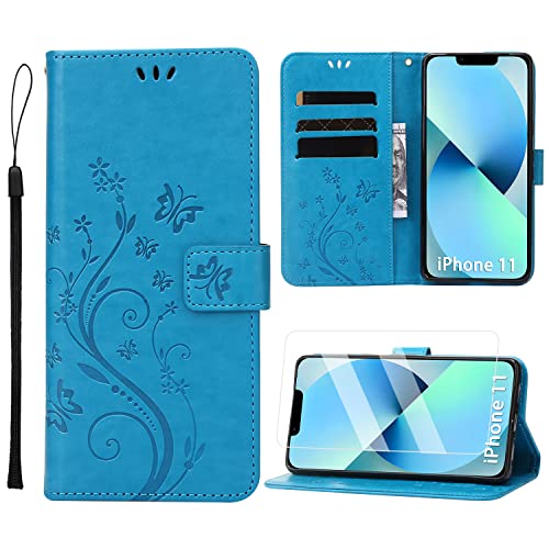 Anshow Lederhülle mit iPhone 11 Hülle und Schutzfolie, Handyhülle für iPhone 11, Flip Wallet Hülle Leder Tasche Schutzhülle, Blau Anshow Lederhülle mit iPhone 11 Hülle und Schutzfolie, Handyhülle für iPhone 11, Flip Wallet Hülle Leder Tasche Schutzhülle, Blau von Anshow
