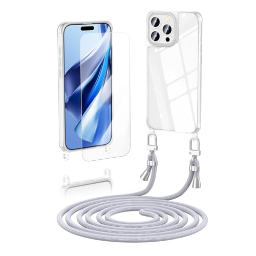 Anshow Verbesserte Handykette für iPhone 15 Pro Hülle mit Band + 1 Schutzfolie, Necklace Stoßfest Handyhülle iPhone 15 Pro Case Transparent Schutzhülle zum Umhängeband Abnehmbar, Silber Anshow Verbesserte Handykette für iPhone 15 Pro Hülle mit Band + 1 Schutzfolie, Necklace Stoßfest Handyhülle iPhone 15 Pro Case Transparent Schutzhülle zum Umhängeband Abnehmbar, Silber von Anshow