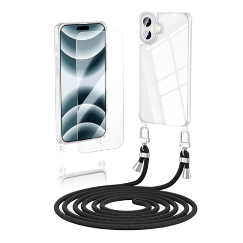 Anshow Verbesserte Handykette für iPhone 16 Hülle mit Band + 1 Schutzfolie, Necklace Stoßfest Handyhülle iPhone 16 Case Transparent Schutzhülle zum Umhängeband Abnehmbar, Schwarz Anshow Verbesserte Handykette für iPhone 16 Hülle mit Band + 1 Schutzfolie, Necklace Stoßfest Handyhülle iPhone 16 Case Transparent Schutzhülle zum Umhängeband Abnehmbar, Schwarz von Anshow