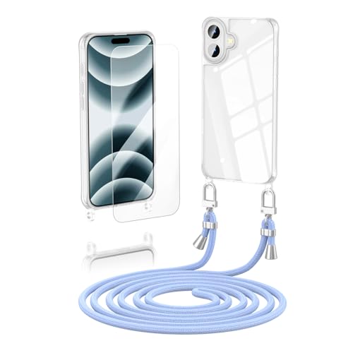 Anshow Verbesserte Handykette für iPhone 16 Hülle mit Band + 1 Schutzfolie, Necklace Stoßfest Handyhülle iPhone 16 Case Transparent Schutzhülle zum Umhängeband Abnehmbar, hellblau Anshow Verbesserte Handykette für iPhone 16 Hülle mit Band + 1 Schutzfolie, Necklace Stoßfest Handyhülle iPhone 16 Case Transparent Schutzhülle zum Umhängeband Abnehmbar, hellblau von Anshow