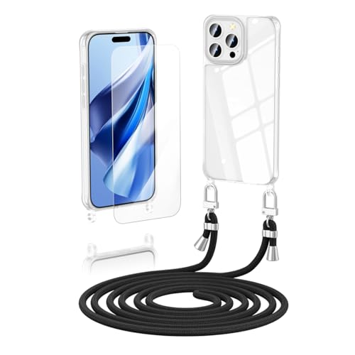 Anshow Verbesserte Handykette für iPhone 16 Pro Max Hülle mit Band + 1 Schutzfolie, Necklace Stoßfest Handyhülle iPhone 16 Pro Max Case Transparent Schutzhülle zum Umhängeband Abnehmbar, Schwarz Anshow Verbesserte Handykette für iPhone 16 Pro Max Hülle mit Band + 1 Schutzfolie, Necklace Stoßfest Handyhülle iPhone 16 Pro Max Case Transparent Schutzhülle zum Umhängeband Abnehmbar, Schwarz von Anshow