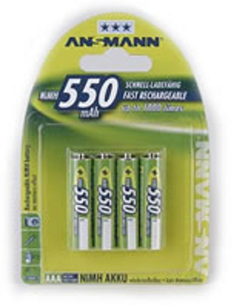 ANSMANN AAA, 4er Blister Akku (Micro, 550 mAh, NiMH, 1,2 Volt) von Ansmann  AG