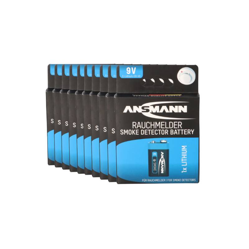 10x Ansmann Rauchmelder Batterie Extreme Lithium 9V Block von Ansmann