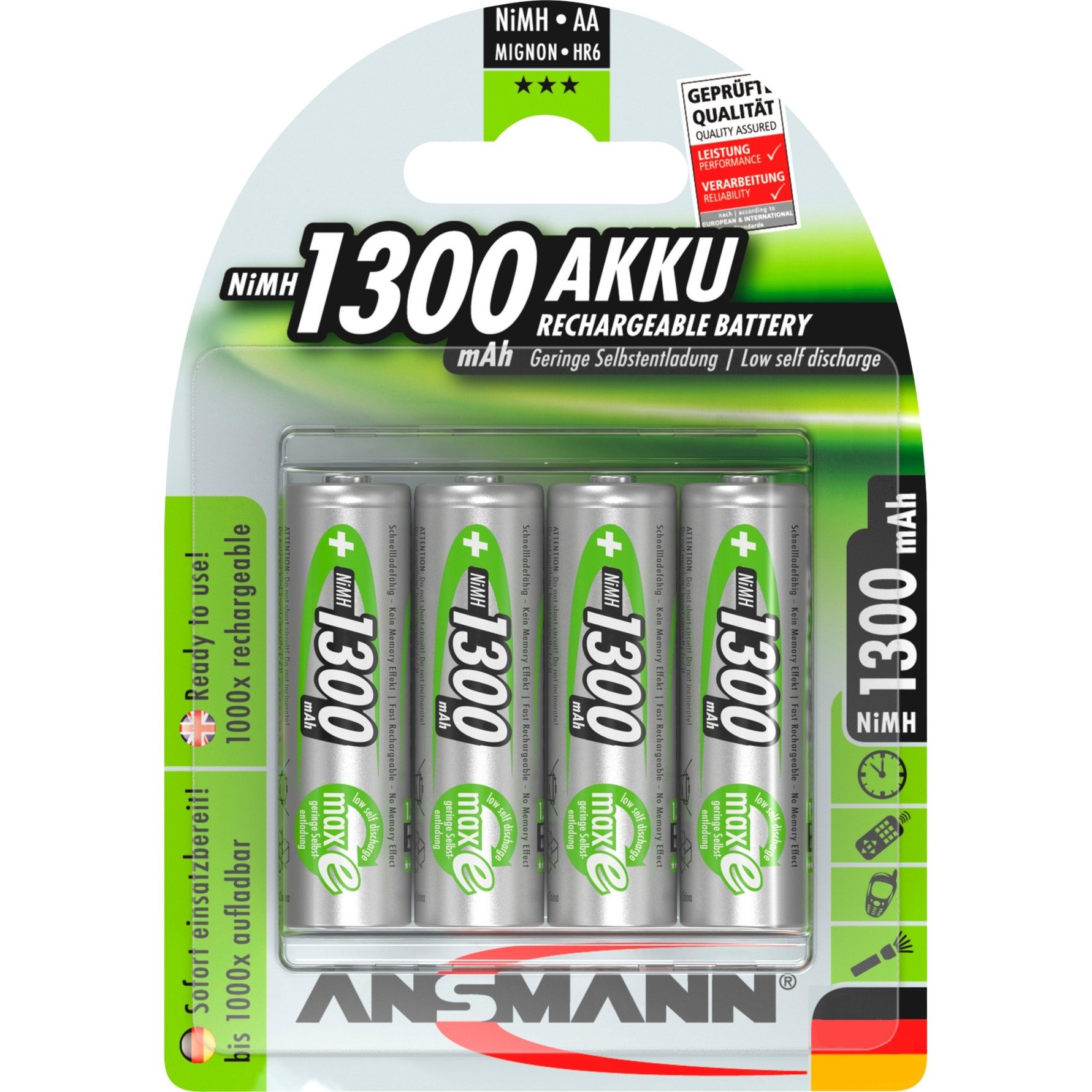 1300mAh, Akku von Ansmann