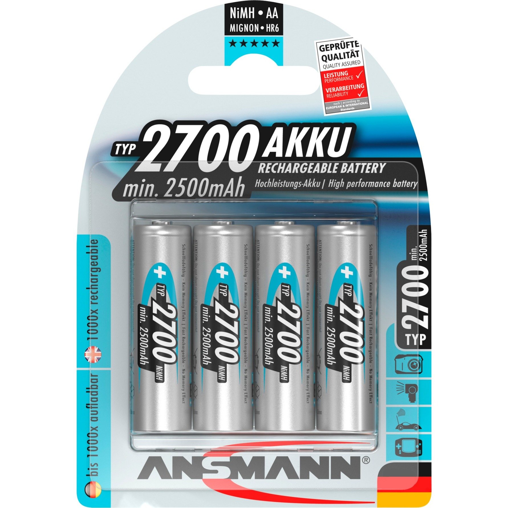 2700mAh, Akku von Ansmann