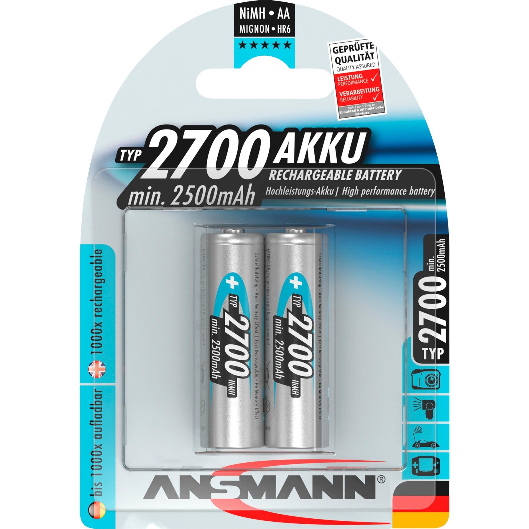 2700mAh, Akku von Ansmann