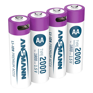 4 ANSMANN USB-Akkus mit Ladekabel 2000 Mignon AA 1.800 mAh 4 ANSMANN USB-Akkus mit Ladekabel 2000 Mignon AA 1.800 mAh von Ansmann
