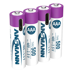 4 ANSMANN USB-Akkus mit Ladekabel 500 Micro AAA 400 mAh 4 ANSMANN USB-Akkus mit Ladekabel 500 Micro AAA 400 mAh von Ansmann