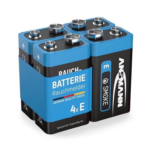 4 ANSMANN Lithium longlife Rauchmelder 9V Block Batterien - Premium Qualität für höhere Leistung, 9V Batterie ideal für Feuermelder, Bewegungsmelder, Alarmanlagen & Kohlenmonoxid Warnmelder von Ansmann