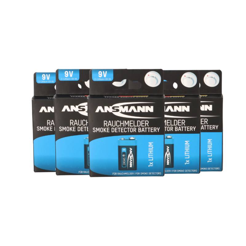 5x Ansmann Rauchmelder Batterie Extreme Lithium 9V Block von Ansmann