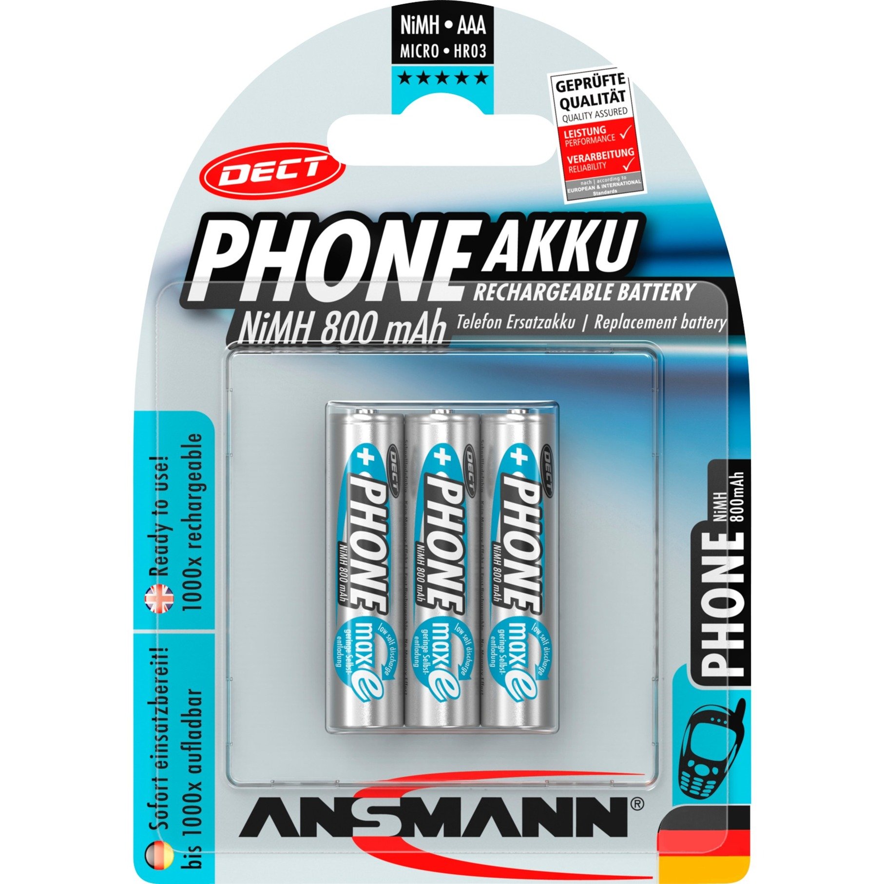 800mAh DECT, Akku von Ansmann