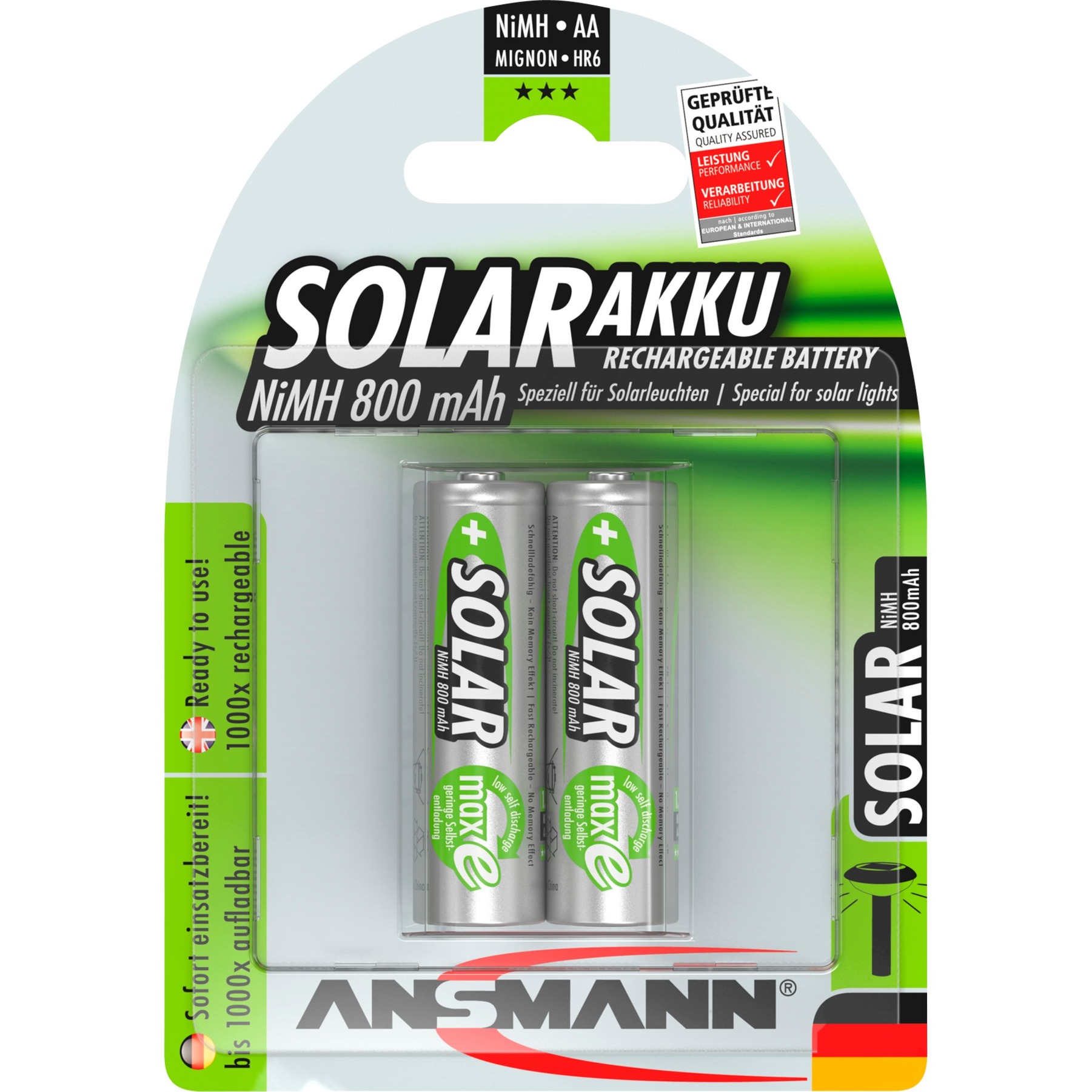 800mAh Solar, Akku von Ansmann