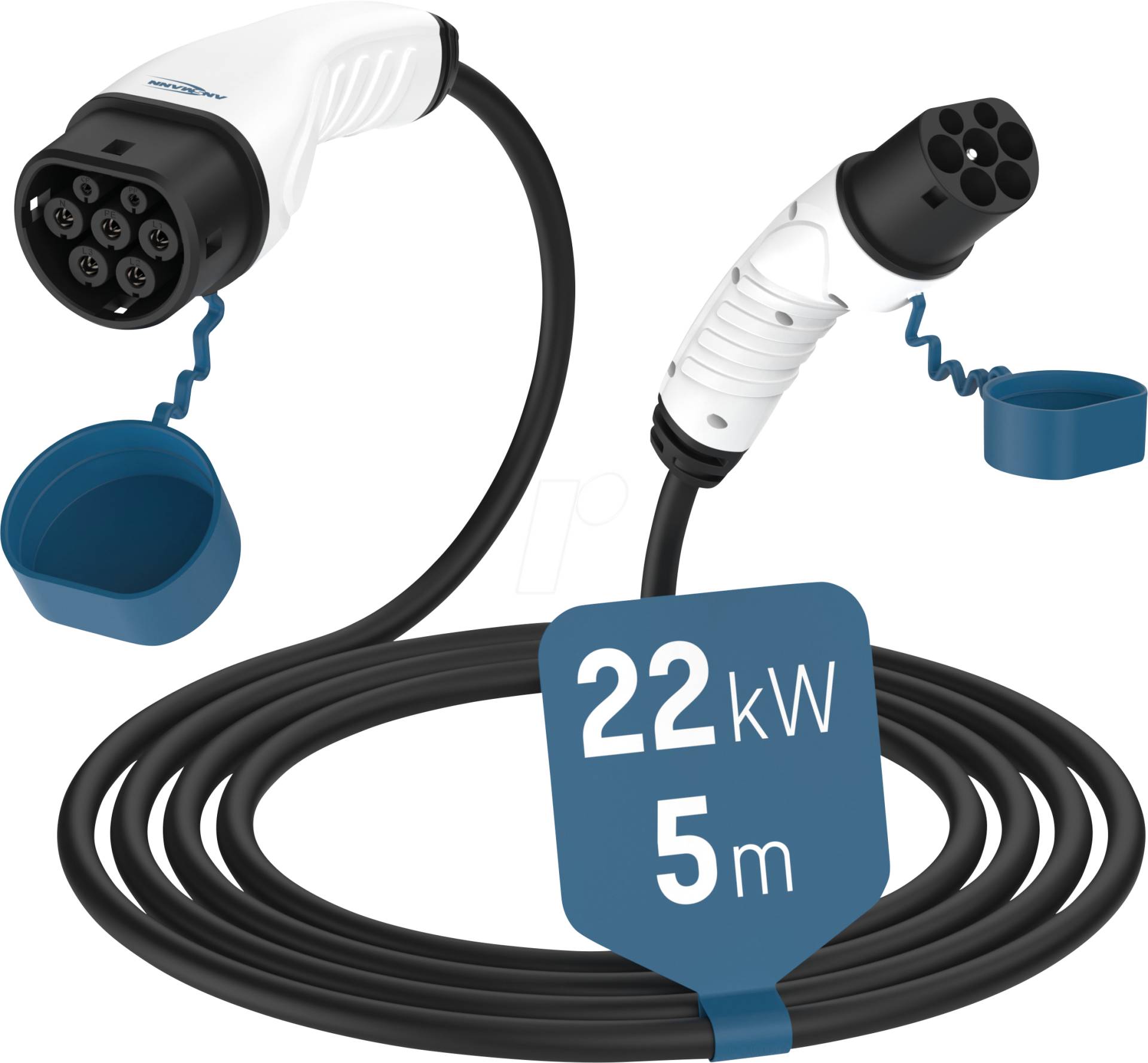 ANS 1900-0119 - Typ 2 Kabel, für E-Fahrzeuge, 22 kW, 32 A, 3 Phasen, 5 m, mit Ta von Ansmann