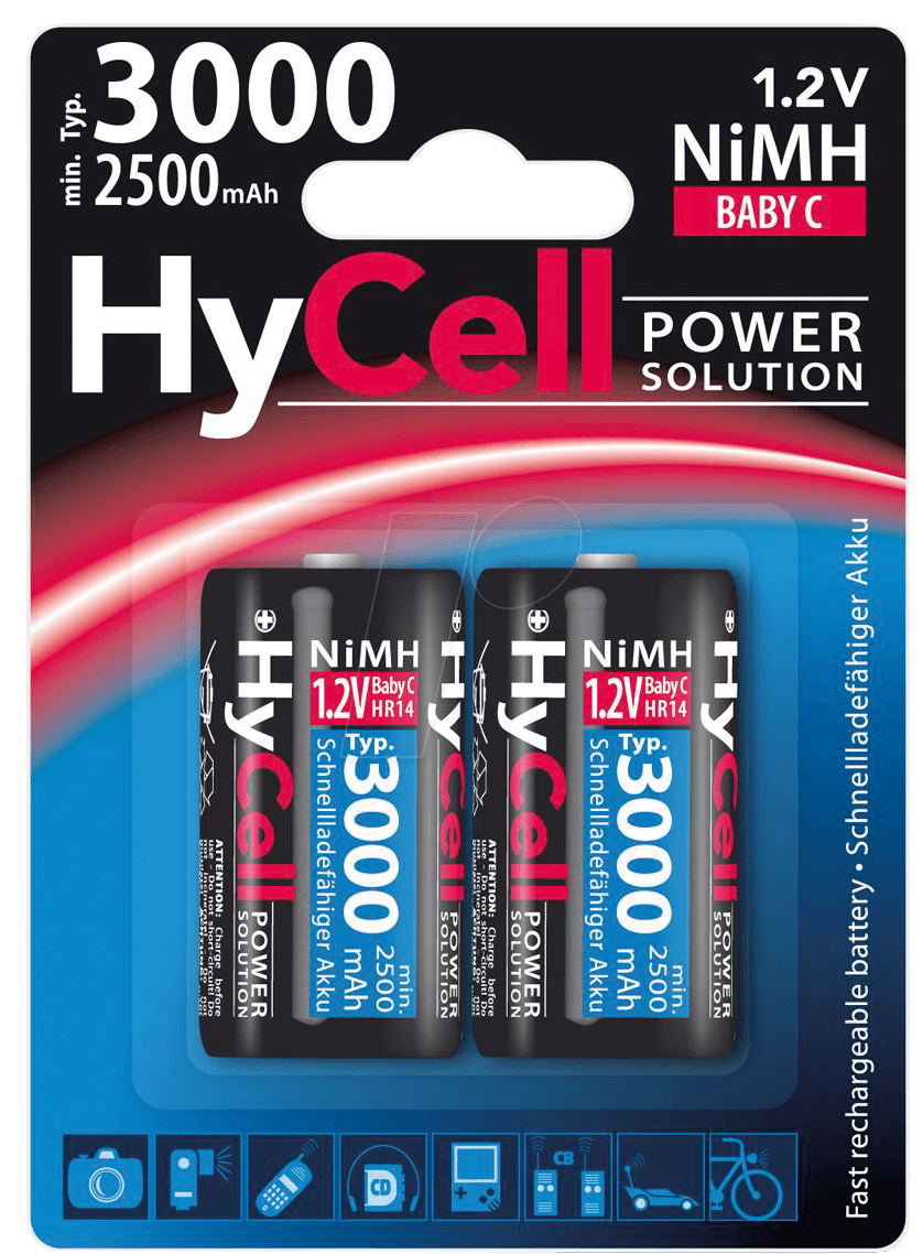 ANS HC 2XC - HyCell, NiMh Akku, C (Baby), 3000 mAh, 2er-Pack von Ansmann
