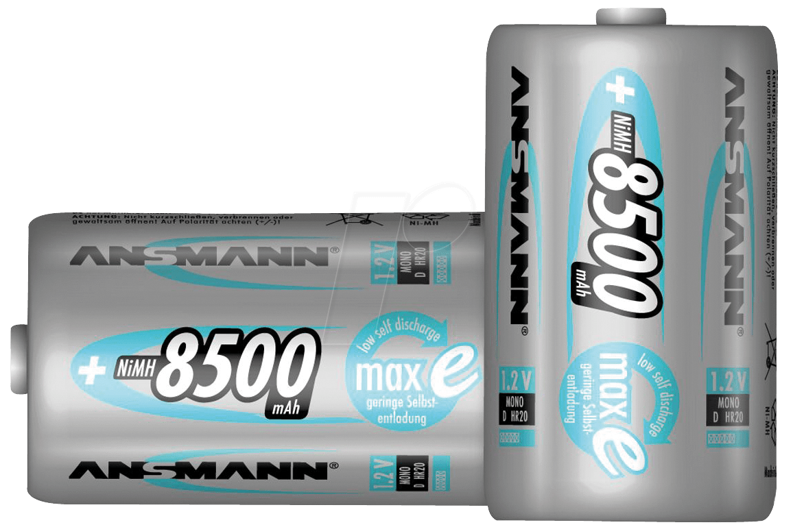 ANS MAXE 2XMONO - maxE, NiMh Akku, D (Mono), 8500 mAh, 2er-Pack von Ansmann