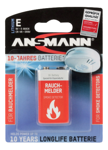 ANSMANN 10-Jahres Lithium Batterie, E-Block (9V) von Ansmann