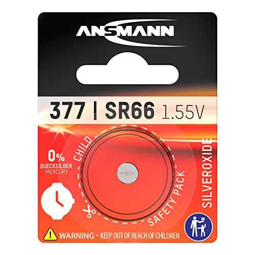 ANSMANN 1516-0019 silberoxid Knopfzelle SR 66/377 für Garagentoröffner, Alarmanlage, Funkauslöser silber von Ansmann