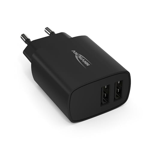 ANSMANN 2-Port Dual USB Ladegerät 2.4A - USB Charger mit Smart-IC Ladesteuerung, Netzteil besonders geeignet für iPhone, Samsung Galaxy, Huawei, Xiaomi, Tablet, GoPro, e-Book Reader, etc. von Ansmann