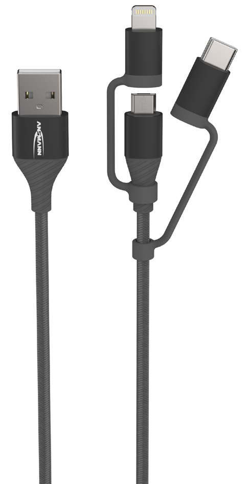 ANSMANN 3in1 Daten- & Ladekabel, Lightning/USB-C/Micro-USB von Ansmann