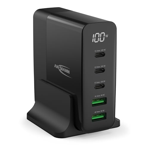 ANSMANN 5-Port USB Ladegerät mit bis zu 140 W/Power Delivery und Quick Charge 3.0 Ladegerät mit intelligenter Ladesteuerung/Ideal für Smartphone, Tablet, Tischventilator, LED-Geräte, etc. von Ansmann