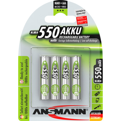 ANSMANN 5030772 NiMH-Akku Micro AAA, 550mAh, 4er-Pack ANSMANN 5030772 NiMH-Akku Micro AAA, 550mAh, 4er-Pack von Ansmann