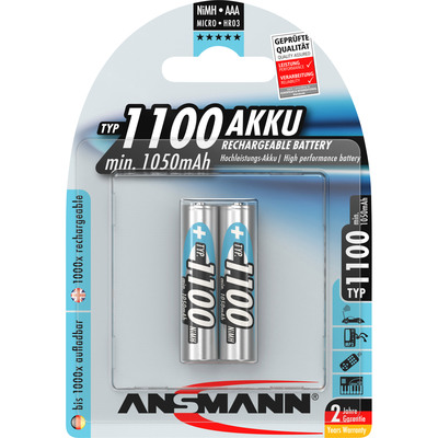 ANSMANN 5035222 NiMH-Akku Micro AAA, 1100mAh, 2er-Pack ANSMANN 5035222 NiMH-Akku Micro AAA, 1100mAh, 2er-Pack von Ansmann